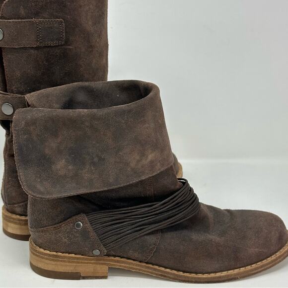 Eileen Fisher Oiled Leather Fold Down Boots - Picture 7 of 14